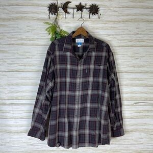 Columbia Purple Gray Plaid button down